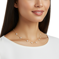 10K Yellow Gold Moissanite Clover Style Chain