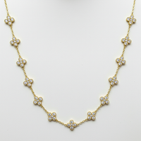 10K Yellow Gold Moissanite Clover Style Chain