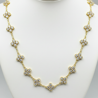 10K Yellow Gold Moissanite Clover Style Chain