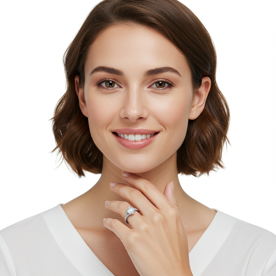 10K White Gold Moissanite Ladies’ Ring