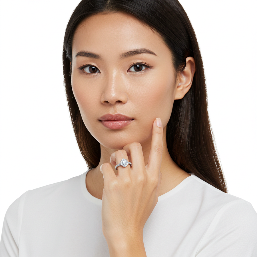 10K White Gold Moissanite Ladies’ Ring