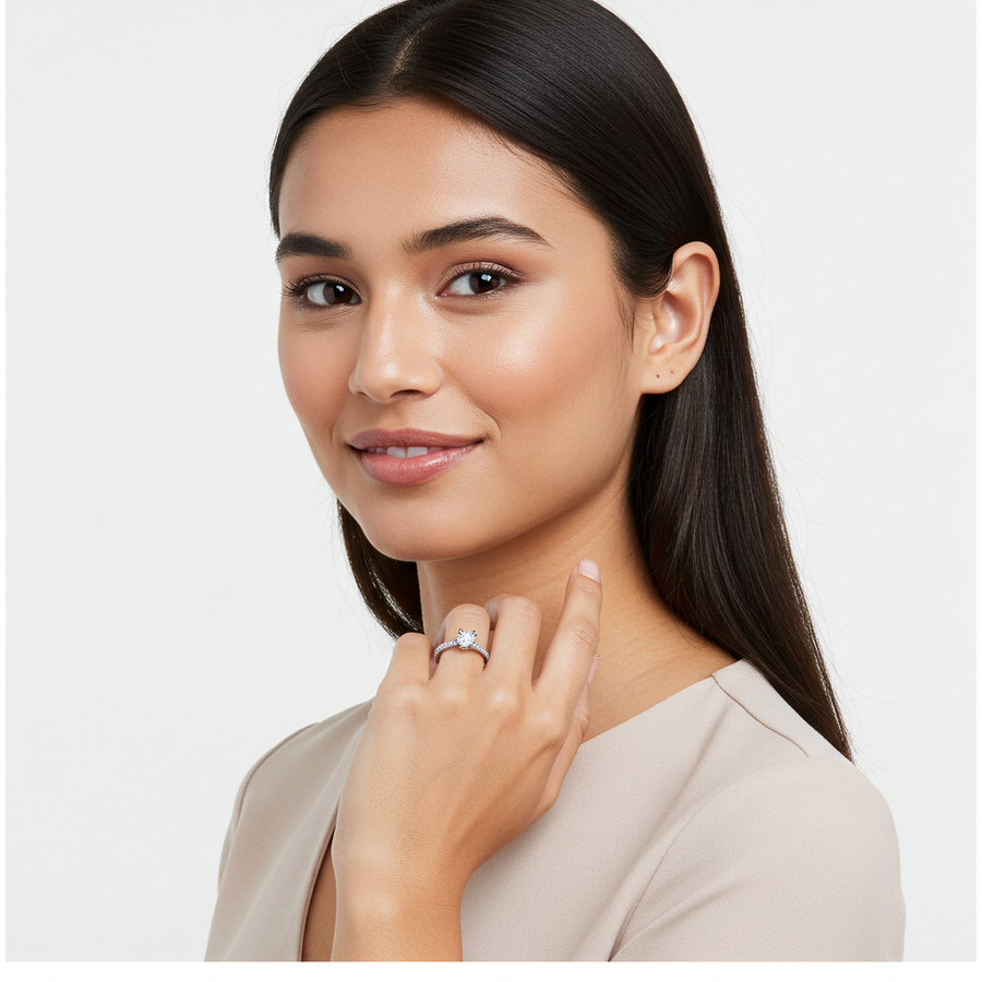 10K White Gold Moissanite Ladies’ Ring