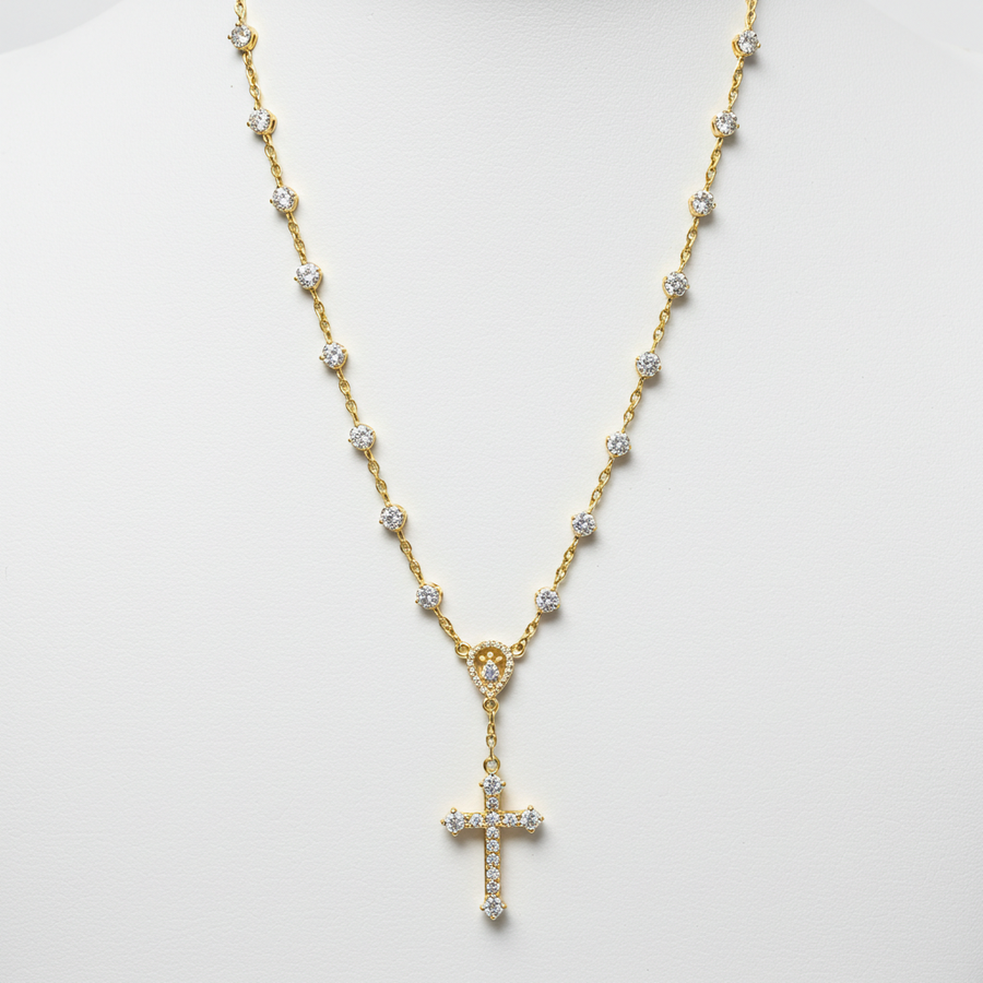 10K Yellow Gold Moissanite Rosary Chain